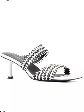 NWT Fashion To Figure Women's Black White Slip On Patti Heel Faux Leather Sz 7W